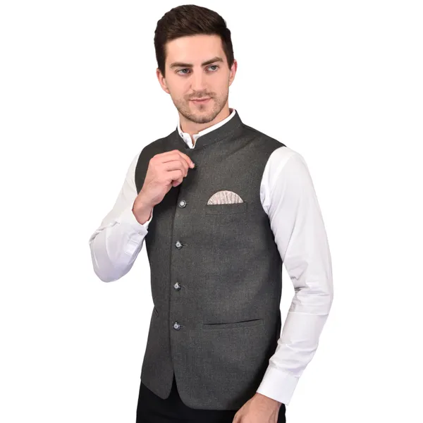 Men's_Grey_Linen_Nehru_Jacket_With_Pocket_Square