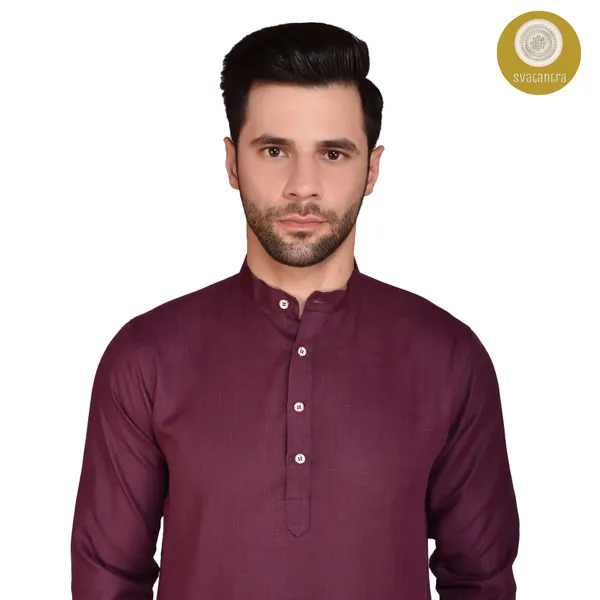 Men's_Maroon_Long_Sleeve_Cotton_Kurta_-_Traditional_Ethnic_Wear