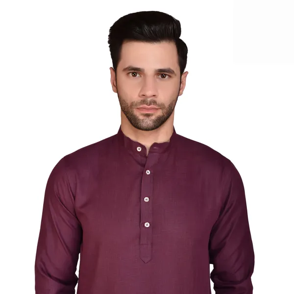 Men's_Maroon_Long_Sleeve_Cotton_Kurta_-_Traditional_Ethnic_Wear