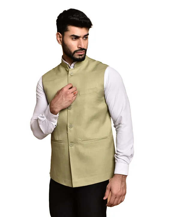 Light_Green_Nehru_Jacket_Waistcoat_For_Men