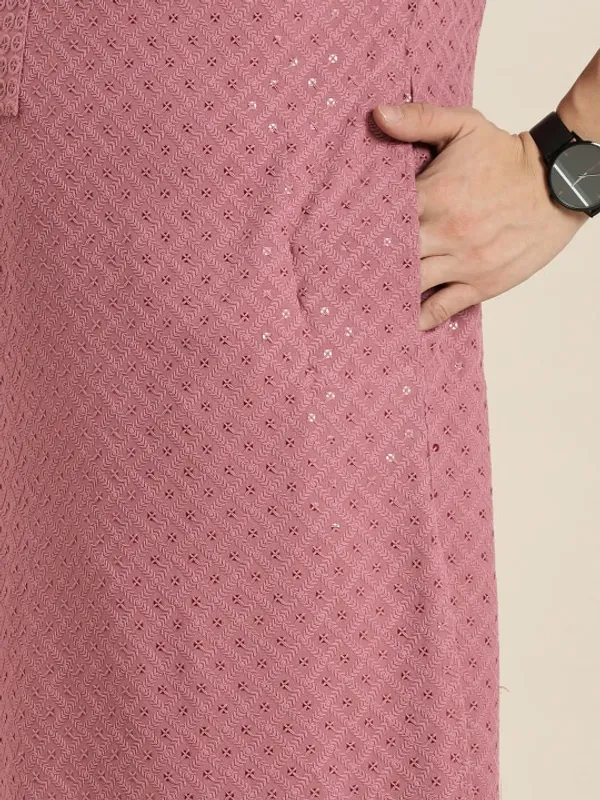 Men's_Pink_Ethnic_Kurta_With_Mandarin_Collar