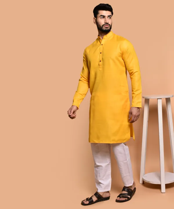 Men's_Yellow_Cotton_Kurta_-_Traditional_Indian_Ethnic_Wear