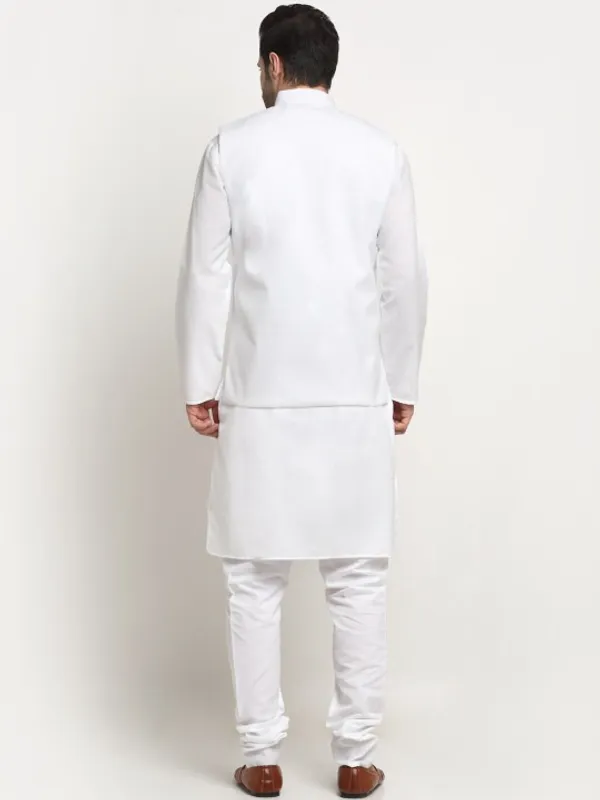 White_Kurta_Pajama_With_Nehru_Jacket_Set_For_Men
