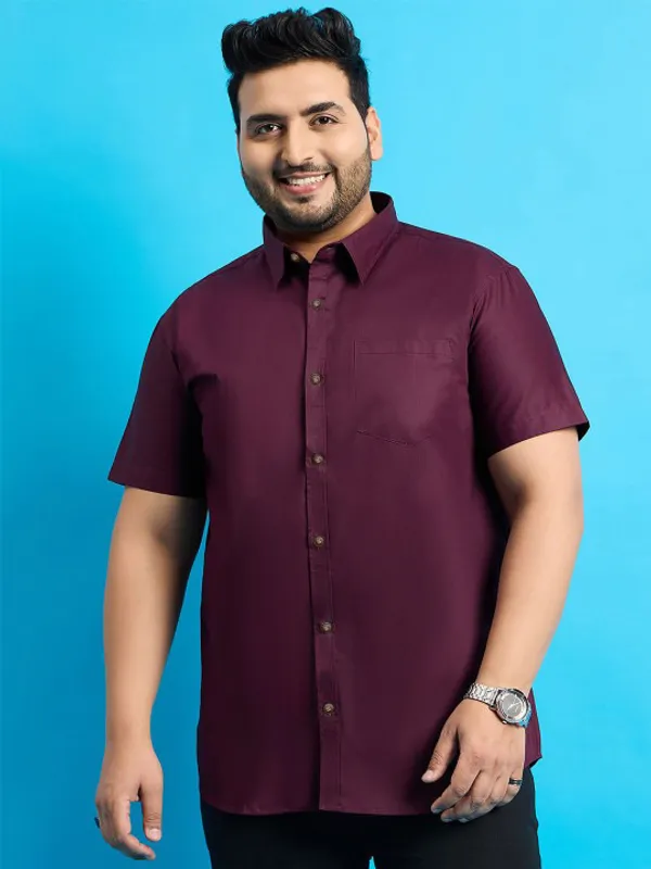 Men's_Dark_Maroon_Half_Sleeve_Formal_Shirt