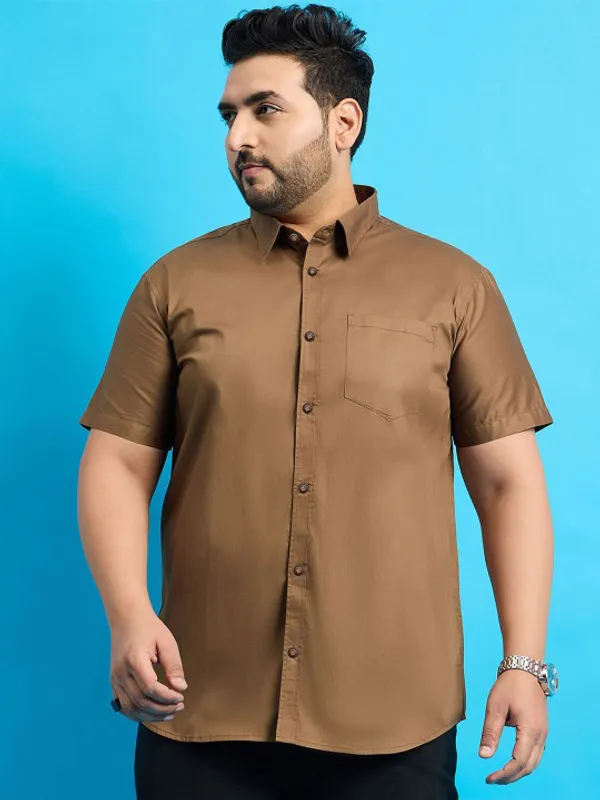 Men's_Brown_Half_Sleeve_Casual_Shirt