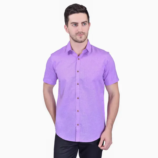 Men's_Purple_Half_Sleeve_Cotton_Casual_Shirt
