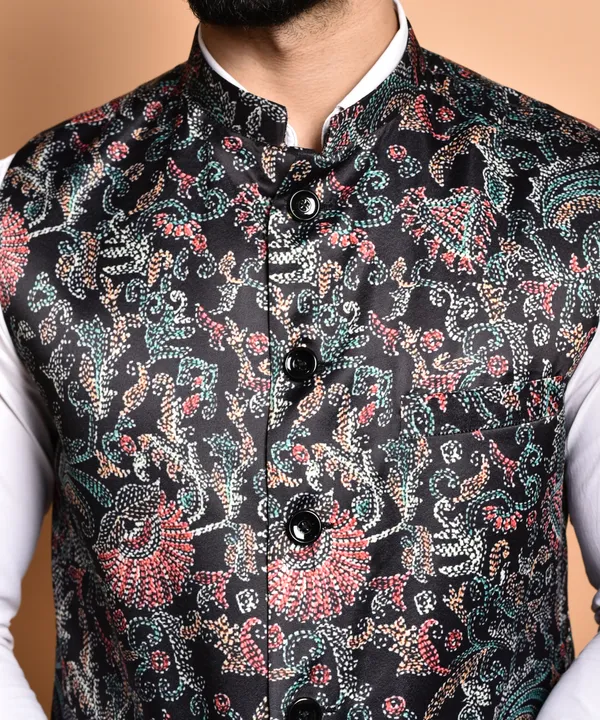 Black_Floral_Embroidered_Nehru_Jacket_For_Men