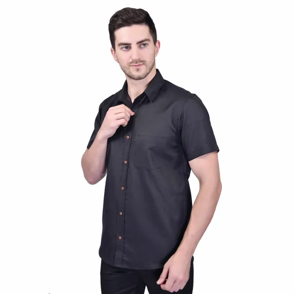 Men's_Black_Short_Sleeve_Formal_Shirt
