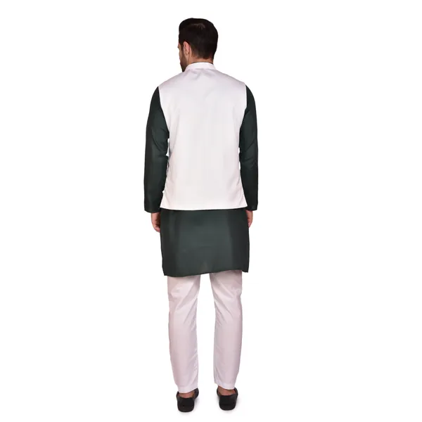 Men's_Ethnic_Nehru_Jacket_Kurta_Set_-_White_Jacket_With_Green_Kurta_Pajama