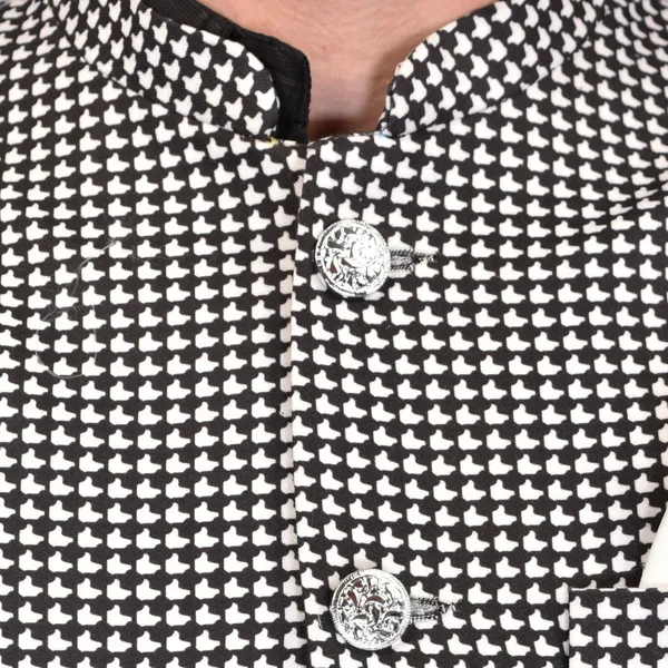 Men's_Black_And_White_Houndstooth_Nehru_Jacket_With_Pocket_Square