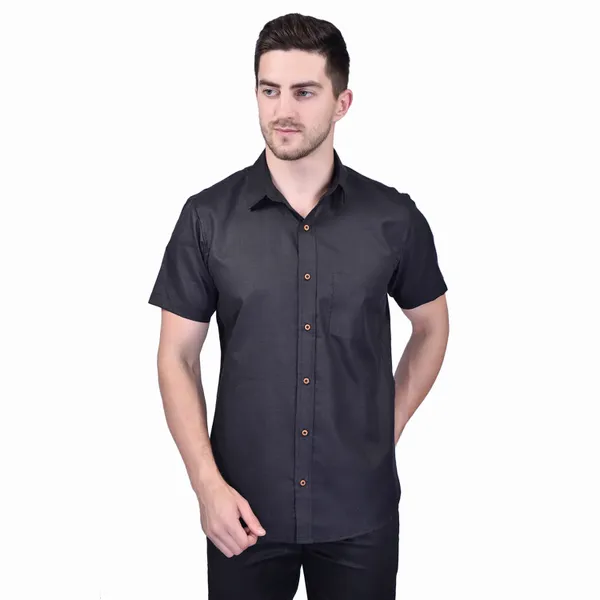 Men's_Black_Short_Sleeve_Formal_Shirt
