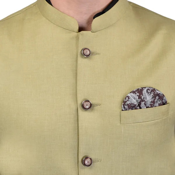Men's_Beige_Nehru_Jacket_With_Pocket_Square