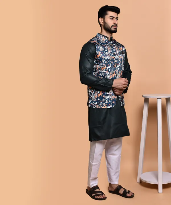 Men's_Ethnic_Kurta_Set_With_Printed_Nehru_Jacket