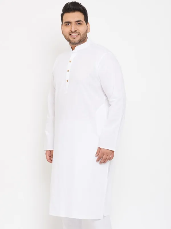 Men's_White_Cotton_Kurta_With_Mandarin_Collar_And_Wooden_Buttons