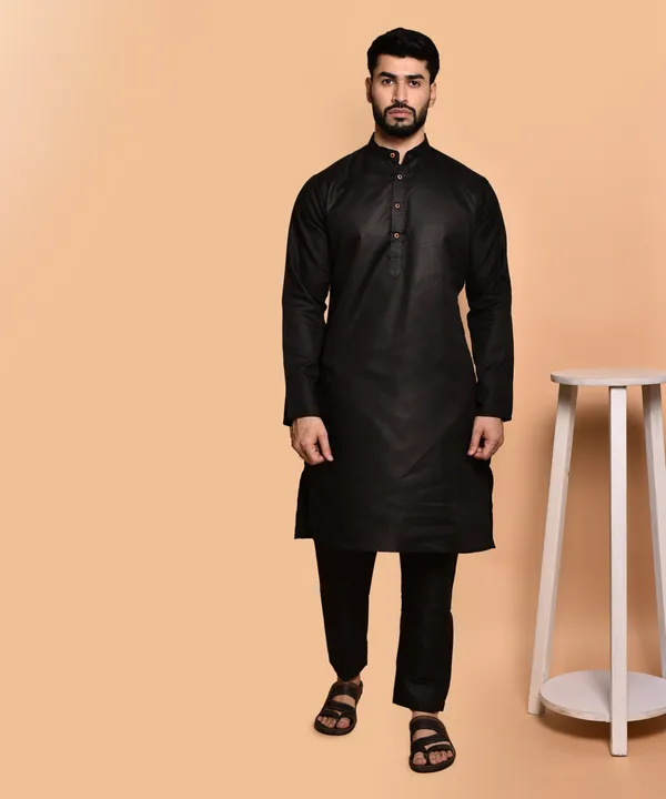 Men's_Black_Cotton_Kurta_Pajama_Set_-_Traditional_Ethnic_Wear