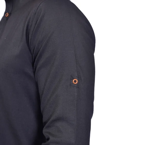Men's_Black_Long_Kurta_With_Mandarin_Collar