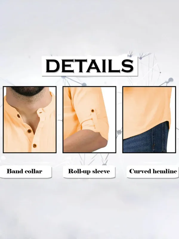Men's_Orange_Solid_Short_Kurta_With_Mandarin_Collar