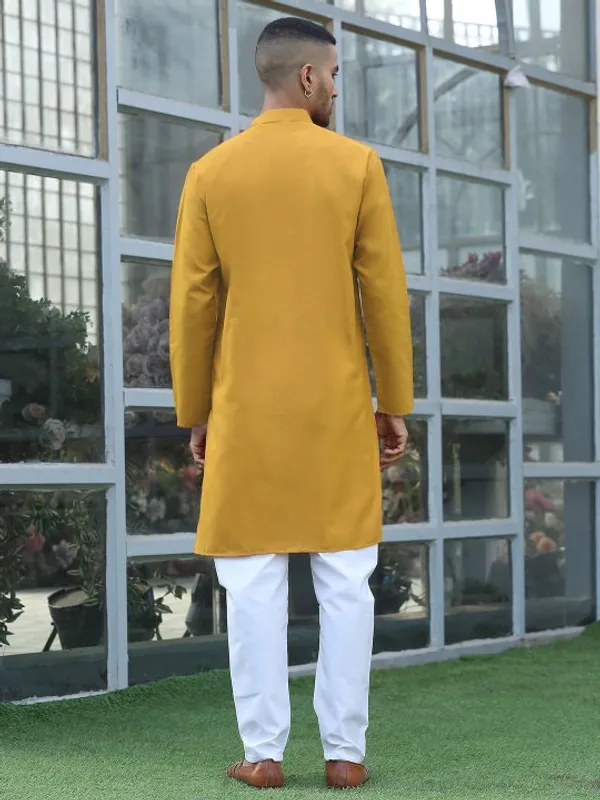Men's_Mustard_Yellow_Cotton_Kurta_With_Mandarin_Collar