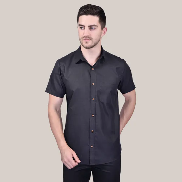 Men's_Black_Short_Sleeve_Formal_Shirt