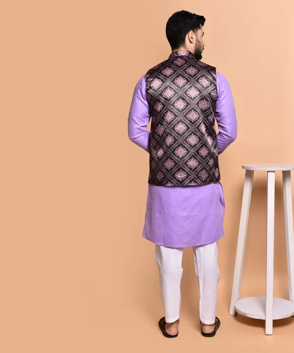 Men's_Purple_Kurta_With_Dark_Patterned_Nehru_Jacket_Set