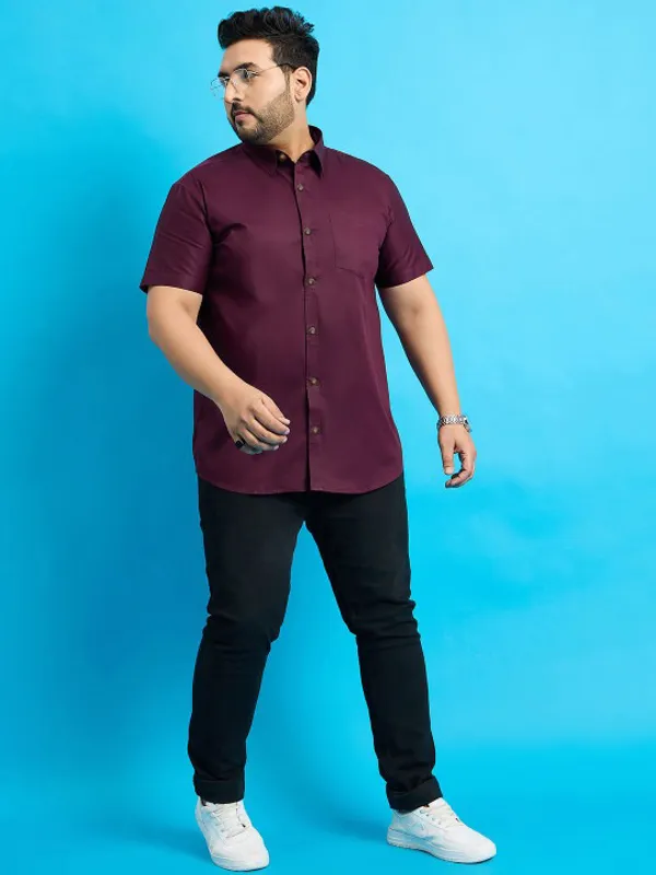 Men's_Dark_Maroon_Half_Sleeve_Formal_Shirt