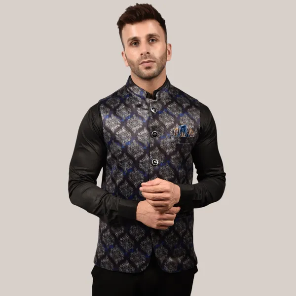 Men's_Black_Ethnic_Nehru_Jacket_With_Printed_Vest
