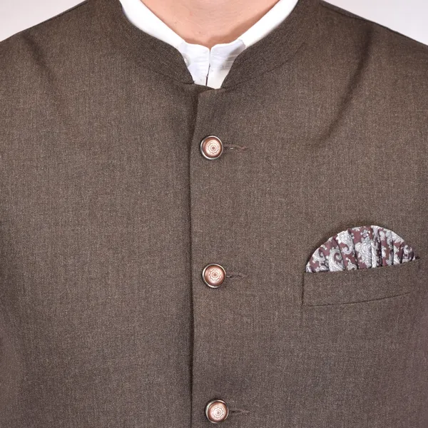 Men's_Brown_Nehru_Jacket_With_Pocket_Square