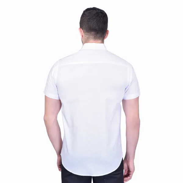 Men's_White_Formal_Shirt_With_Short_Sleeves_And_Contrast_Buttons