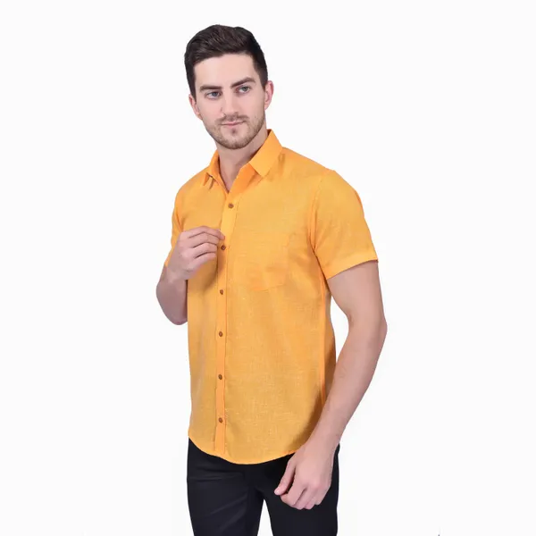 Men's_Casual_Short_Sleeve_Shirt_-_Yellow