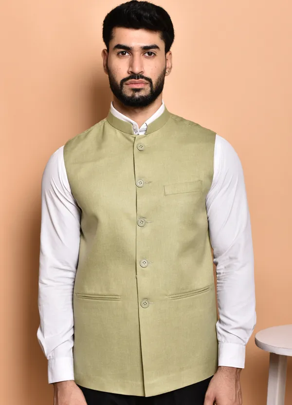 Light_Green_Nehru_Jacket_Waistcoat_For_Men