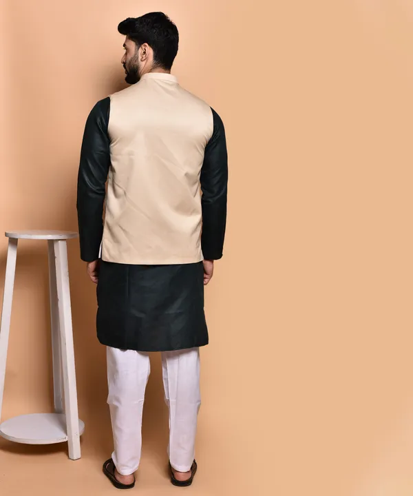 Men's_Beige_Nehru_Jacket_With_Black_Kurta_Set