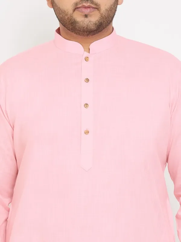 Men's_Pink_Cotton_Kurta_With_Mandarin_Collar_And_Full_Sleeves