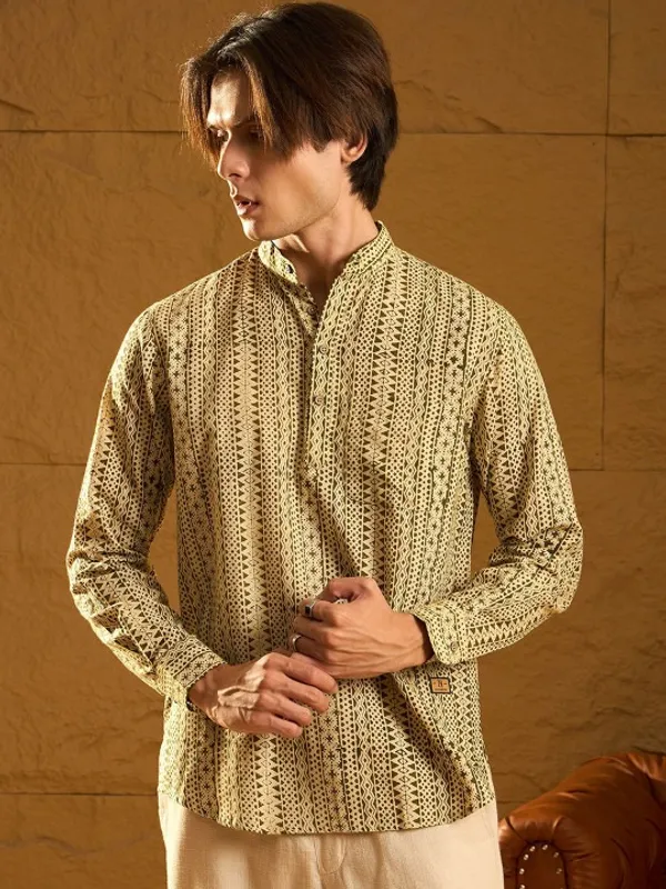 Men's_Beige_Ethnic_Print_Full_Sleeve_Shirt