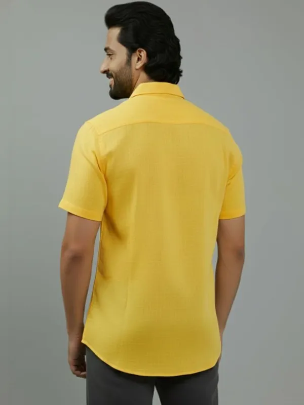 Men's_Yellow_Half_Sleeve_Casual_Shirt_With_Black_Buttons