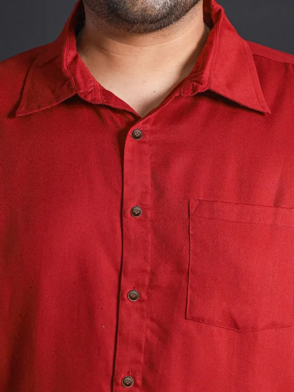 Men's_Maroon_Short_Sleeve_Casual_Shirt