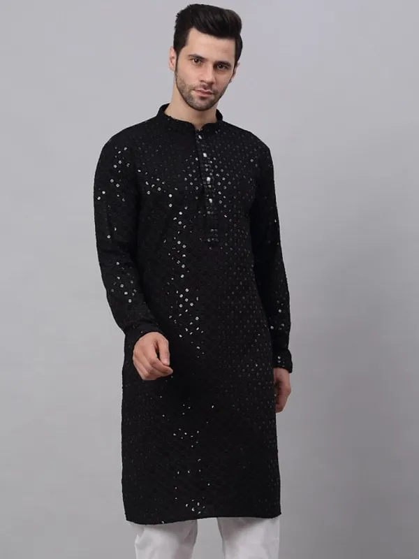 Men's_Black_Sequin_Embellished_Kurta_-_Long_Sleeve_Ethnic_Wear