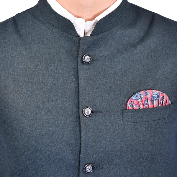 Men's_Grey_Nehru_Jacket_With_Pocket_Square