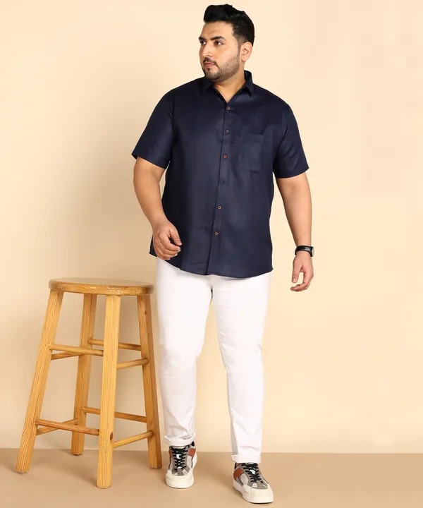 Navy_Blue_Half_Sleeve_Formal_Shirt_For_Men_-_Plus_Size