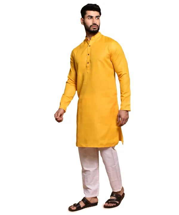 Men's_Yellow_Cotton_Kurta_-_Traditional_Indian_Ethnic_Wear