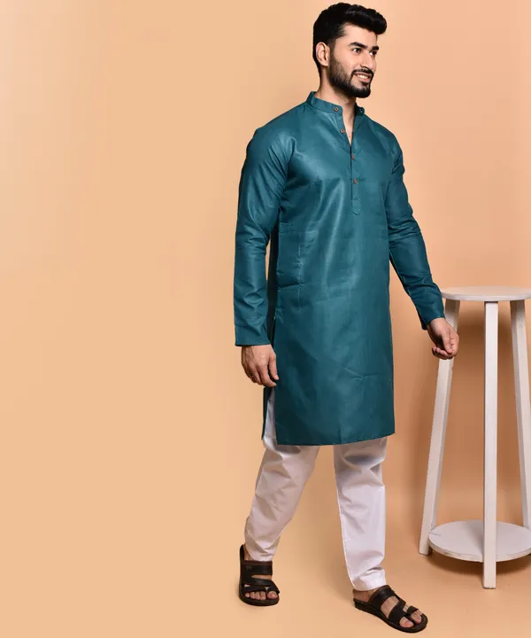 Men's_Teal_Blue_Silk_Kurta_-_Ethnic_Wear_For_Festive_Occasions