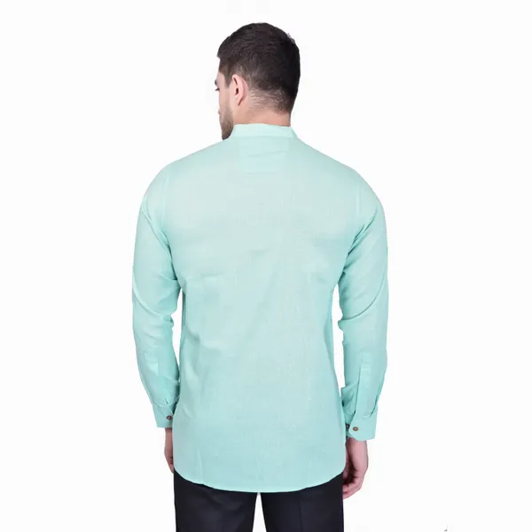 Men's_Mint_Green_Long_Kurta_With_Mandarin_Collar