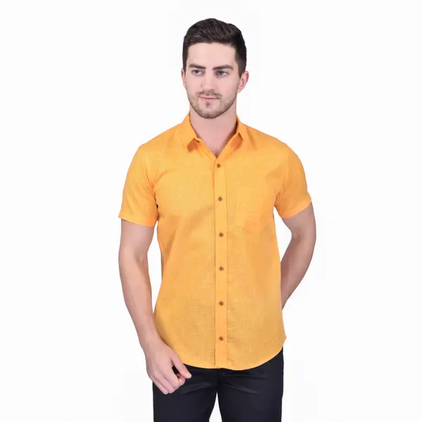 Men's_Mustard_Yellow_Half_Sleeve_Casual_Shirt
