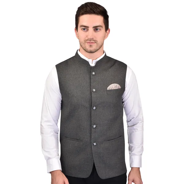 Men's_Grey_Linen_Nehru_Jacket_With_Pocket_Square