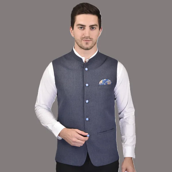 Men's_Grey_Nehru_Jacket_With_Pocket_Square