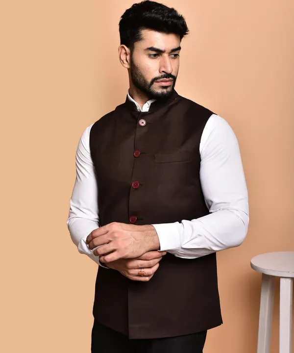 Premium_Brown_Nehru_Jacket_With_Contrast_Buttons_-_Ethnic_Waistcoat_For_Men