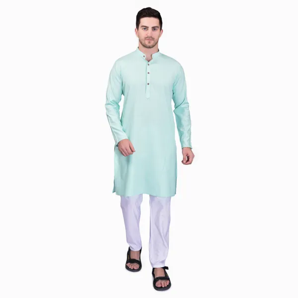 Men's_Light_Green_Cotton_Kurta_Pajama_Set