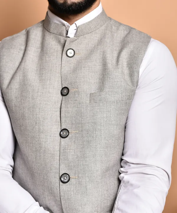 Men's_Grey_Linen_Nehru_Jacket_Vest