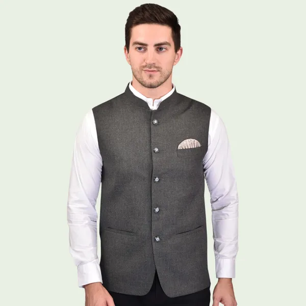 Men's_Grey_Linen_Nehru_Jacket_With_Pocket_Square