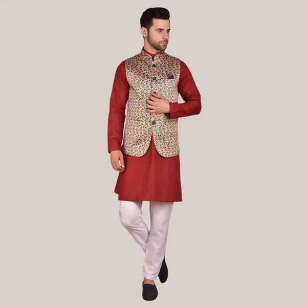 Men's_Maroon_Kurta_Pajama_With_Embroidered_Nehru_Jacket_Set_-_Traditional_Ethnic_Wear