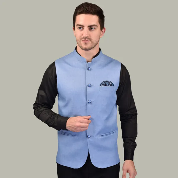 Men's_Sky_Blue_Nehru_Jacket_With_Pocket_Square